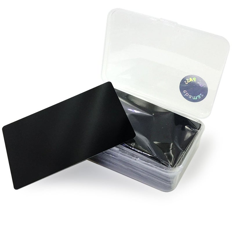 Ebamaz 50PCS Thick 0.45mm Matte Black Finish Aluminum Metal Business Cards Blanks 3.4 X2.13 inch for Customer Laser Engraving (Black, Blank) - Image 2